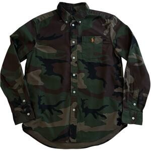 Polo Ralph Lauren Boys Camo Print Button Down Cotton Oxford Cloth Large (14-16)